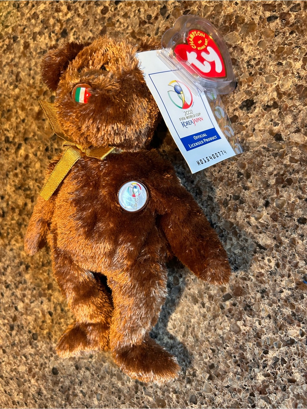 TY Beanie Baby Brown Bear Plush - Official 2002 FIFA World Cup Korea/Japan